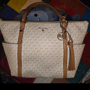 $38 Today Only Sale Michael Kors Beige MK Signature Tote